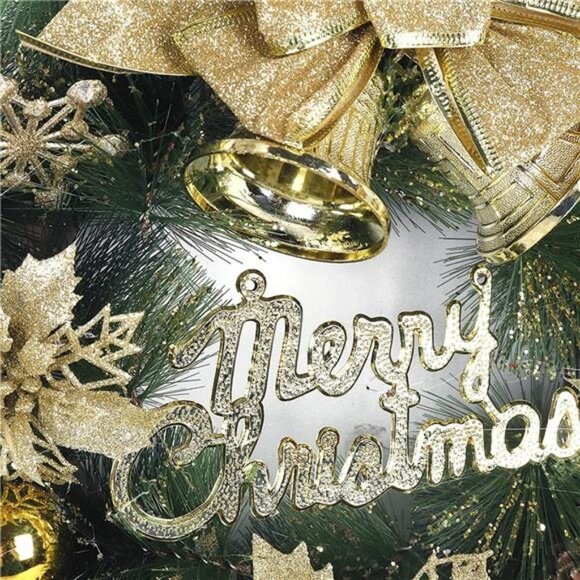 4 Styles Christmas Pine Wreaths Spruce Wreath with Mixed Decorations, 12" (Gold) - Picture 5 of 6